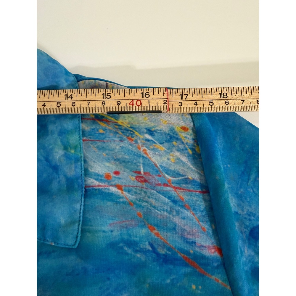 Leoma Lovegrove Sea Turtle Art Tunic Shirt Womens XL Blue Orange Button Up Long - Picture 6 of 12